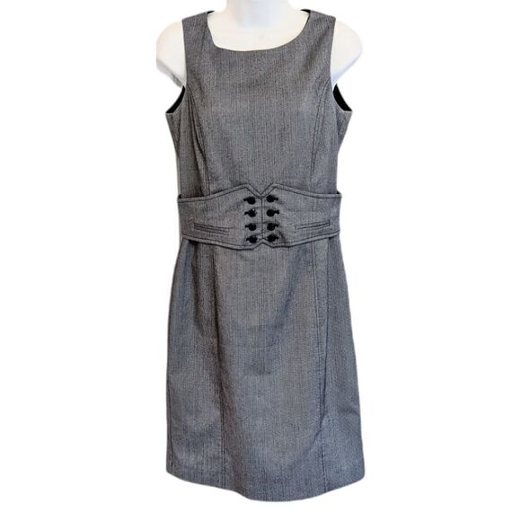 Mango Formal dress grey mini stripes size 6 @Y - Picture 1 of 13